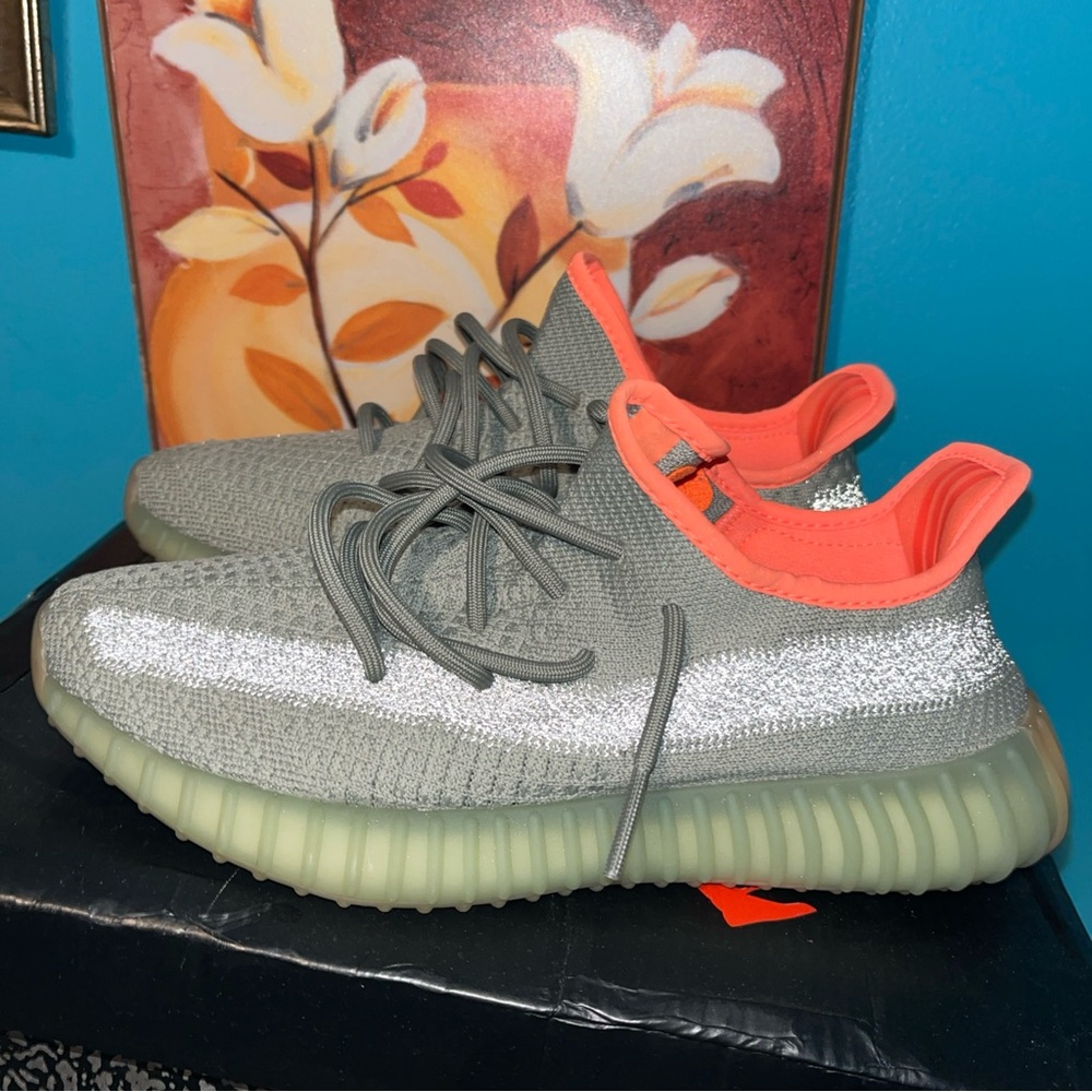 Adidas Yeezy Boost 350 V2 Gray and Orange Sneakers